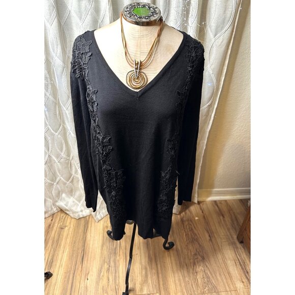 Lane Bryant Embroidered Stretch Knit Sweater Tunic Plus 18/20 Whimsigoth NWT - Picture 1 of 15